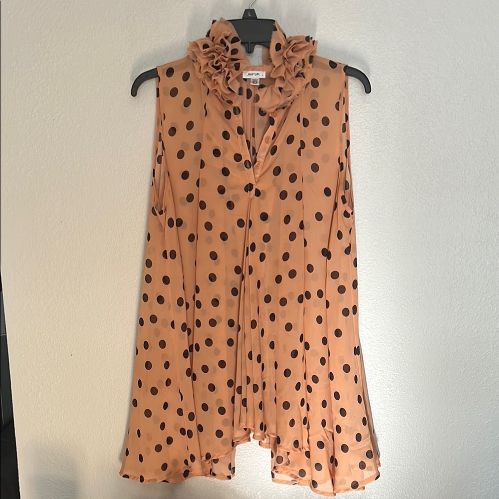Jaipur Orange with Black Polka Dot Blouse